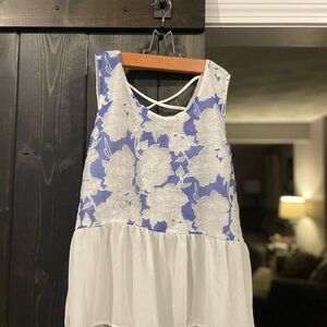 Blu Pepper Blue and White Floral Blouse